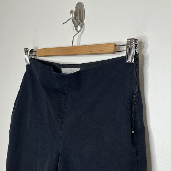 Everlane High Rise Cotton Pants Black Womens 4 Side Zipper Tapered Minimalist - Picture 2 of 6